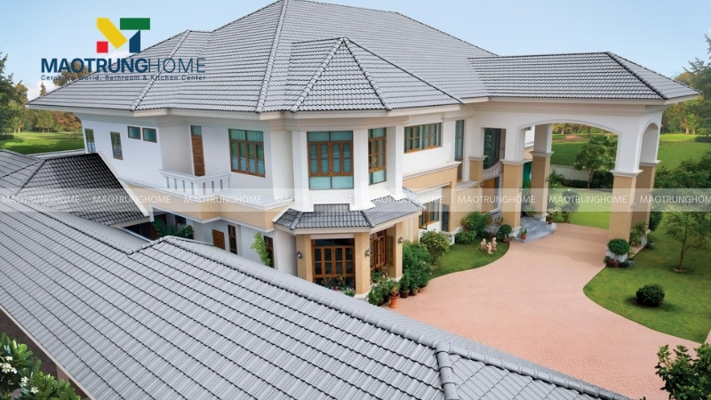 Gạch ngói lợp nhà màu xi măng và bê tông