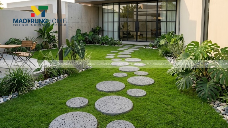 Đá ong xám cắt thớt lát bước dặm (Mẫu 2)