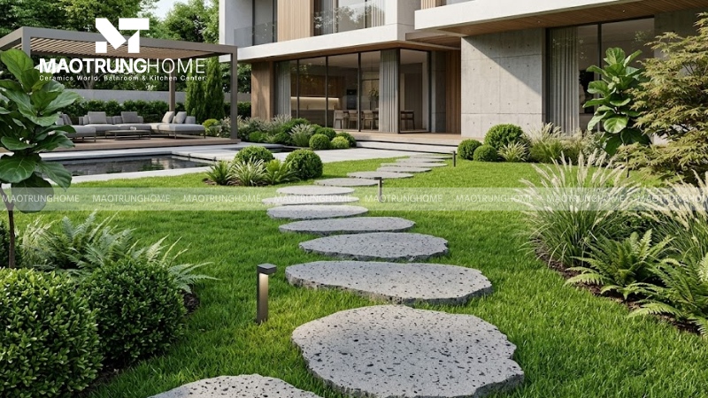 Đá ong xám cắt thớt lát bước dặm (Mẫu 6)