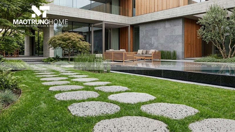 Đá ong xám cắt thớt lát bước dặm (Mẫu 7)