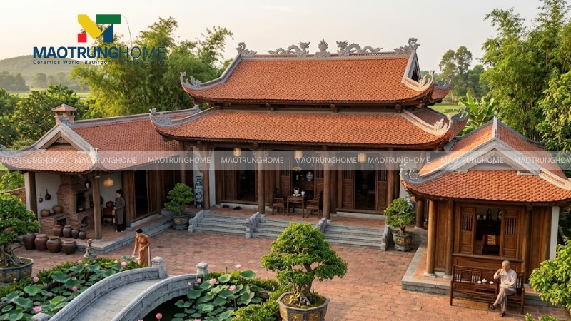 Mẫu nhà 3 gian 2 chái mái ngói (Mẫu 4)