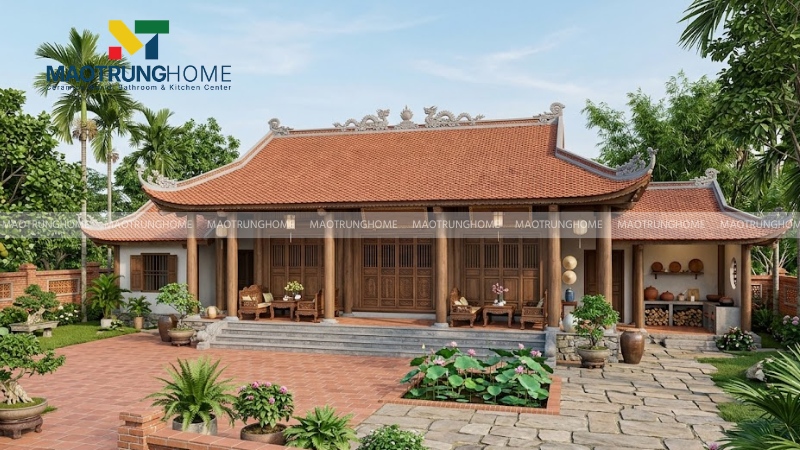 Mẫu nhà 3 gian 2 chái mái ngói (Mẫu 5)