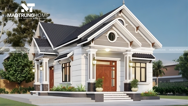 Mẫu nhà vườn mái Thái có hệ mái dốc hình chữ A cao