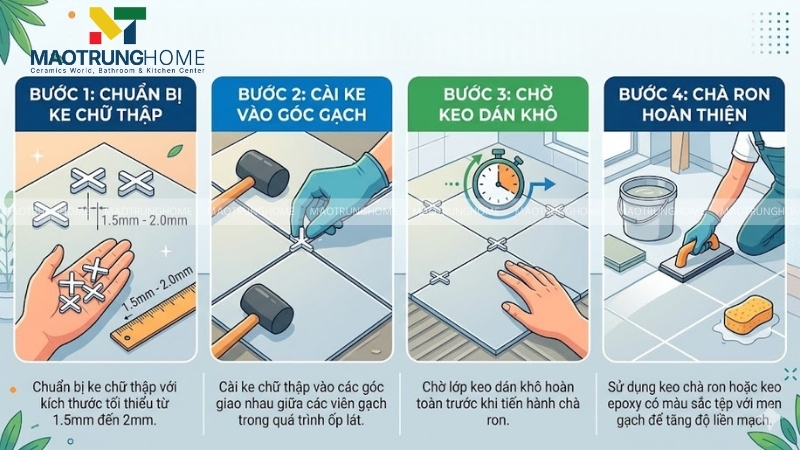 Các bước thi công gạch sát mí chuẩn