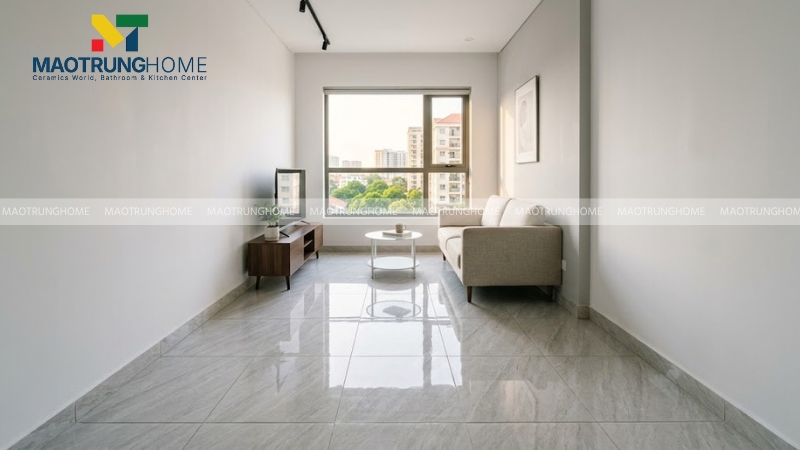 Bạn nên chọn gạch chữ nhật cho phòng khách nhỏ