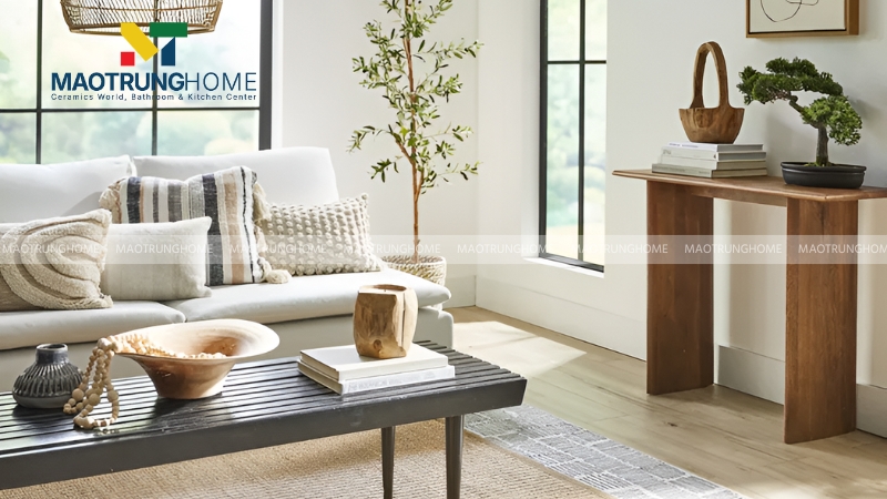 Phong cách Japandi thường tận dụng ánh sáng tự nhiên và cây xanh
