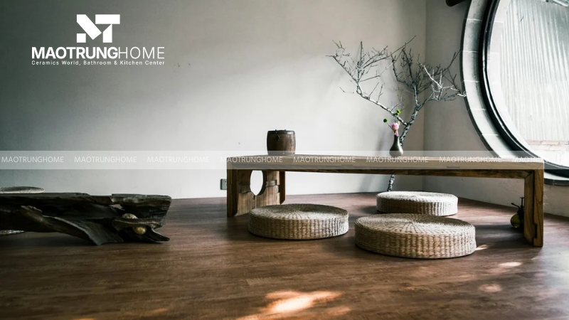 Phong cách wabi sabi sử dụng vật liệu thô mộc nguyên bản