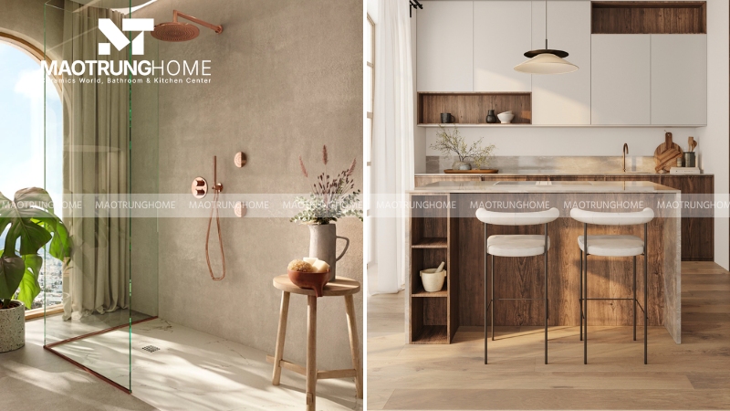 Phong cách wabi sabi sử dụng thiết bị vệ sinh và nhà bếp tối giản