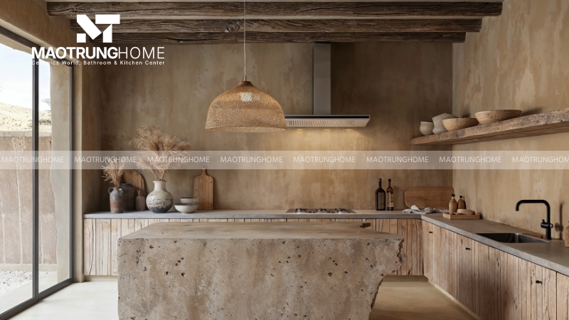 Ứng dụng phong cách wabi sabi cho không gian phòng bếp