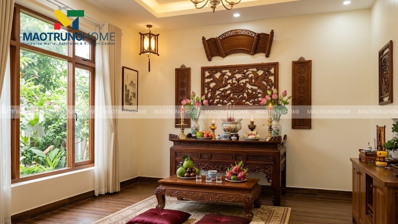 Chọn gạch lát nền phòng thờ cho gia chủ mệnh Kim