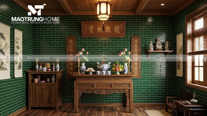 Chọn gạch lát nền phòng thờ cho gia chủ mệnh Mộc