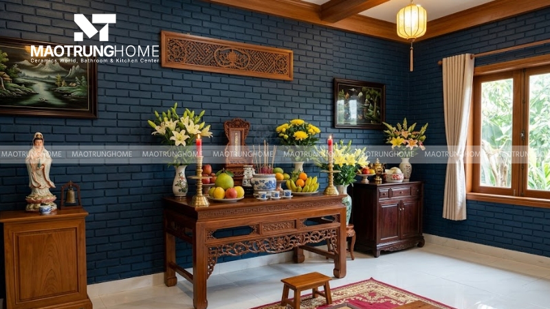 Chọn gạch lát nền phòng thờ cho gia chủ mệnh Thủy