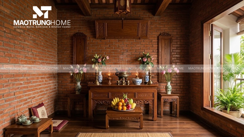 Chọn gạch lát nền phòng thờ cho gia chủ mệnh Hỏa