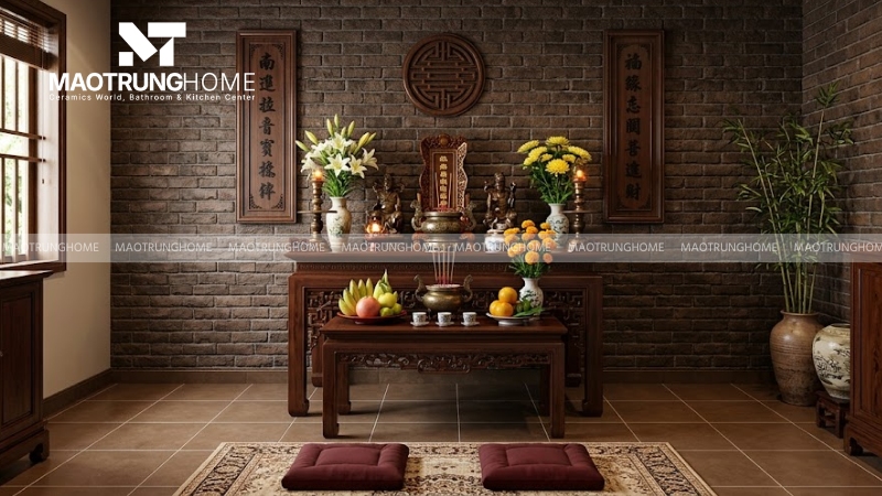 Chọn gạch lát nền phòng thờ cho gia chủ mệnh Thổ