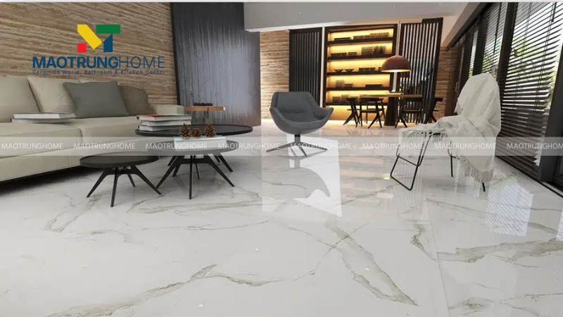 Bề mặt vân đá sắc nét kết hợp men bóng