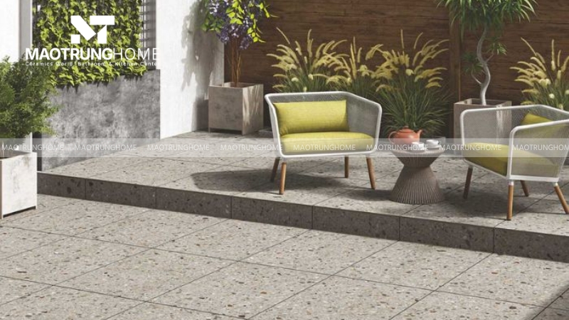 Gạch terrazzo với họa tiết hạt đá độc đáo mang lại điểm nhấn