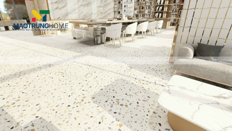 Gạch terrazzo họa tiết hạt đá độc đáo, tạo điểm nhấn ấn tượng