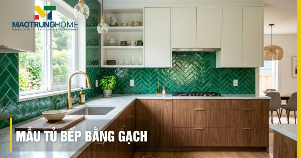 10+ Mẫu tủ bếp bằng gạch đẹp hiện đại bền bỉ nhất 2026