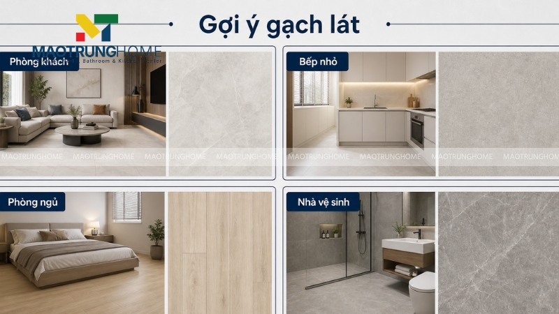 Gợi ý chọn gạch lát nền cho từng khu vực trong nhà nhỏ
