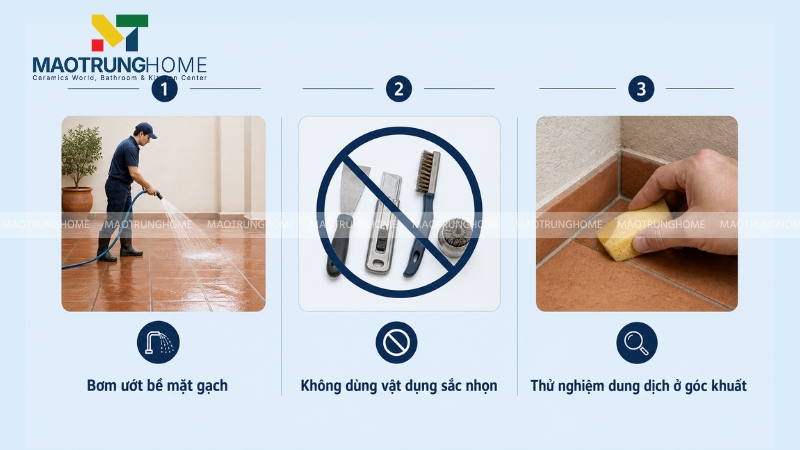 Những nguyên tắc quan trọng cần biết khi làm sạch bề mặt gạch tàu