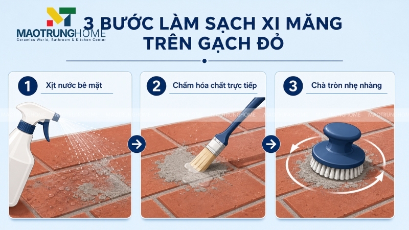 Quy trình làm sạch gạch tàu dính xi măng và thạch cao