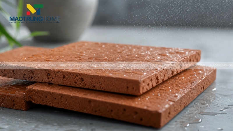 Làm ướt gạch ngăn chặn hóa chất thấm quá sâu vào cấu trúc gạch và gây hư hại cho gạch