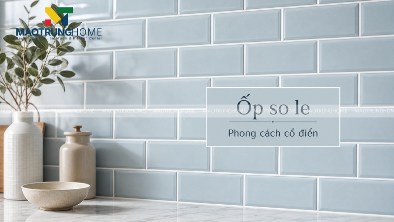 Ốp gạch thẻ so le mang lại vẻ đẹp hoài cổ