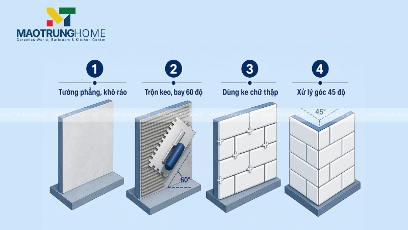Tổng hợp quy trình ốp gạch thẻ đẹp chuẩn kỹ thuật