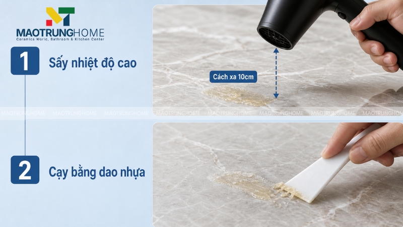 Cách tẩy keo 502 dính trên gạch bề mặt đá tự nhiên