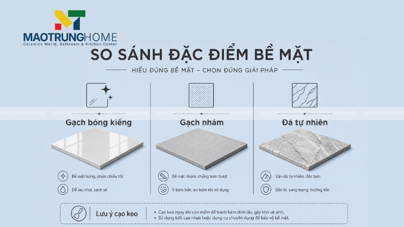 Đánh giá tính nhạy cảm của bề mặt gạch ốp lát