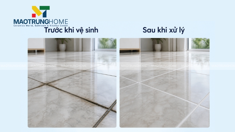 Trước và sau khi xử lý ron ố đen với hóa chất có pH hợp lý