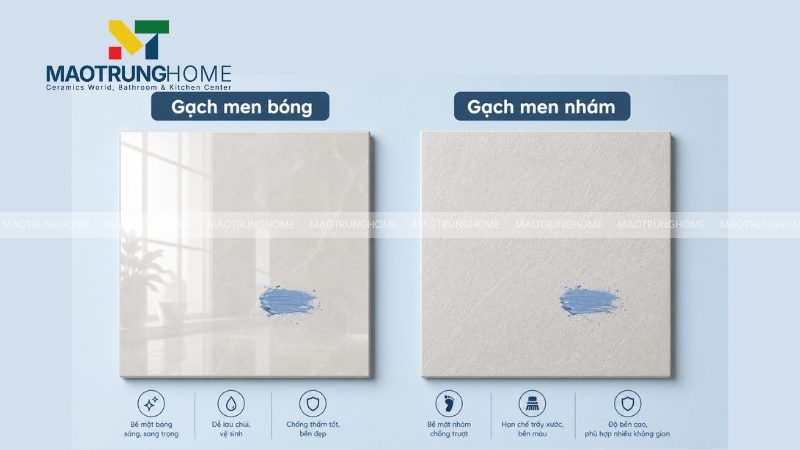 Phân loại phương pháp tẩy sơn PU theo gạch men bóng hoặc nhám