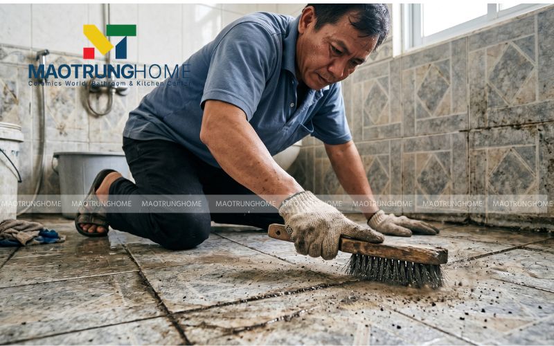 Dùng bàn chải sắt chà xát mạnh