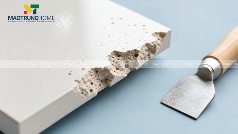 Bề mặt gạch xuất hiện các lỗ kim