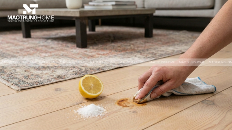 Xử lý rỉ sét nhẹ bằng chanh và muối