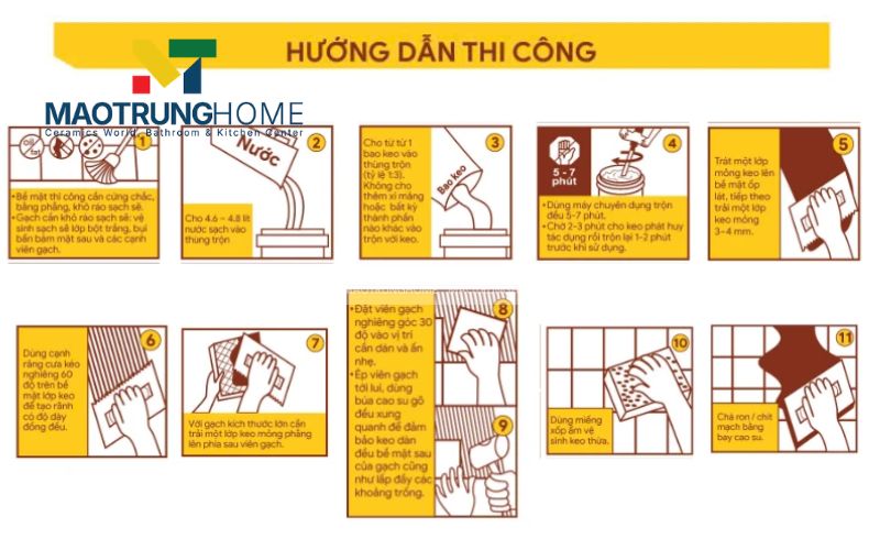 Quy trình 6 bước thi công keo dán gạch chuẩn kỹ thuật