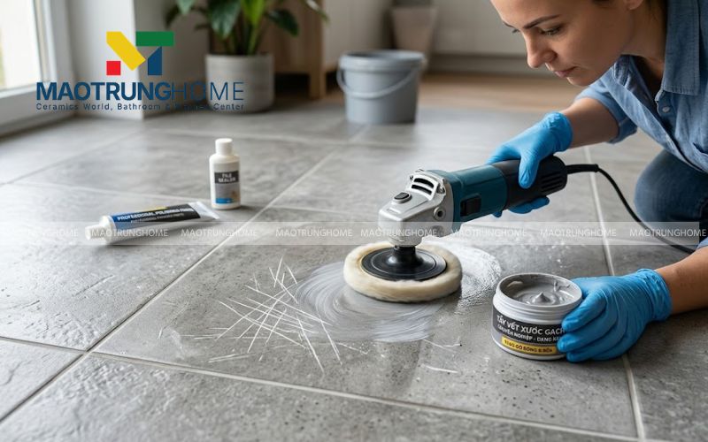 Sử dụng kem đánh bóng sàn gạch chuyên nghiệp