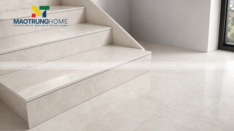 Nhóm mẫu gạch porcelain khổ lớn tông sáng vân mây (Mẫu 3)