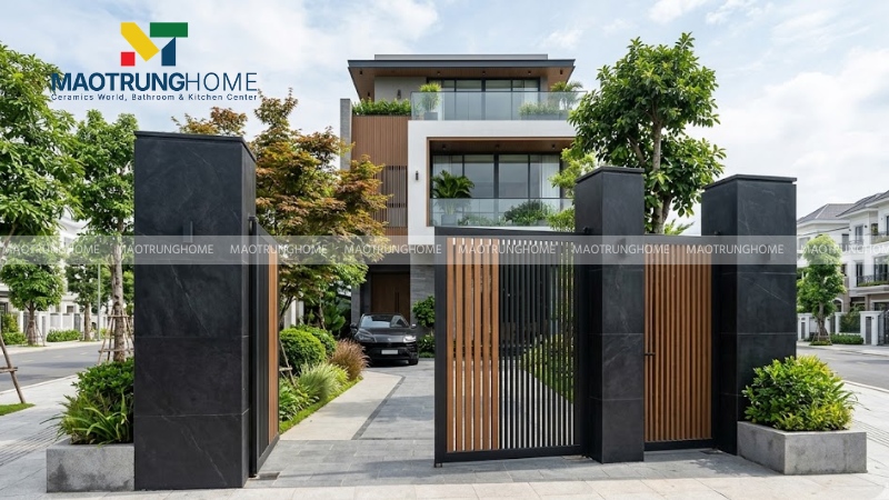 Mẫu cổng ốp cho nhà phố hiện đại (Mẫu 6)