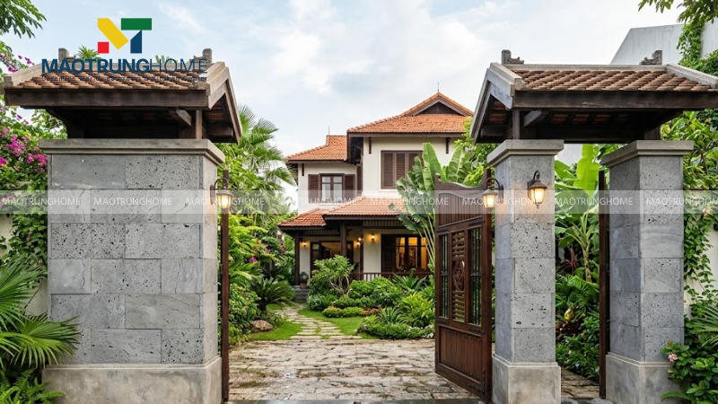 Mẫu ốp trụ cổng phong cách Indochine (Mẫu 2)
