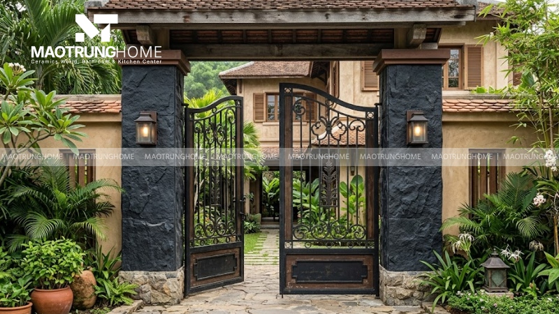 Mẫu ốp trụ cổng phong cách Indochine (Mẫu 5)
