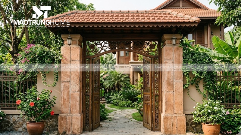 Mẫu ốp trụ cổng phong cách Indochine (Mẫu 6)