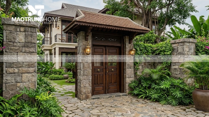 Mẫu ốp trụ cổng phong cách Indochine (Mẫu 7)