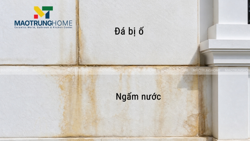 Nguyên nhân rủi ro ố vàng khi thi công mặt tiền đá màu trắng
