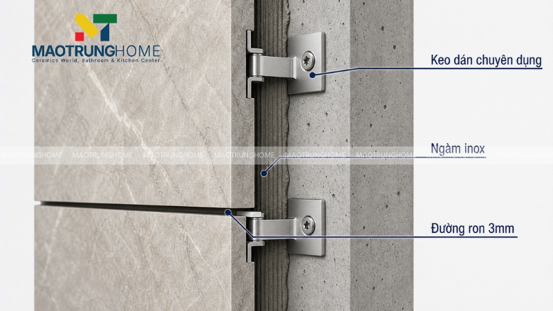 Cần kết hợp hệ thống ngàm giữ hoặc pat inox cơ khí với các mảng tường cao trên 3m