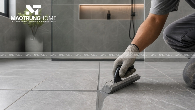 Nhà vệ sinh là khu vực bắt buộc thi công keo chà ron chống thấm