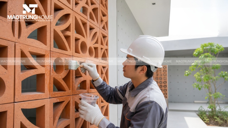 Chống thấm trong suốt lên tường gạch bông gió