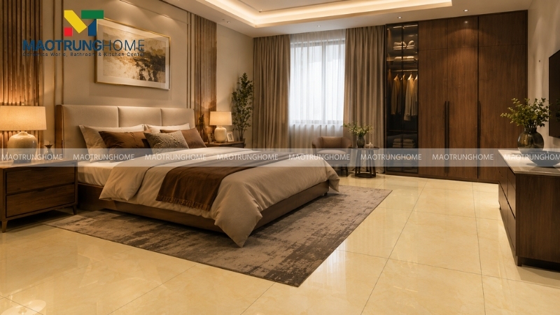 Phòng ngủ sang trọng lát gạch Canary mặt nhám