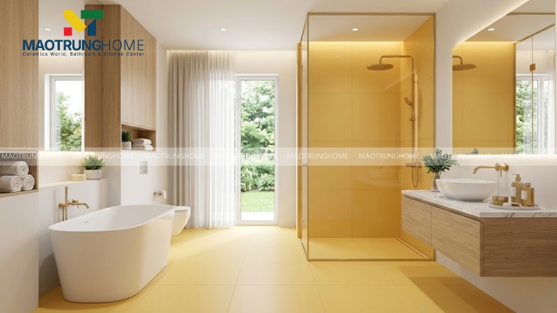 Nhà tắm hiện đại lát gạch Canary mặt nhám chống trượt