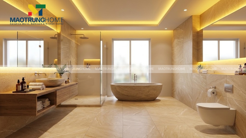 Phòng tắm hiện đại lát gạch Canary bề mặt nhám sần